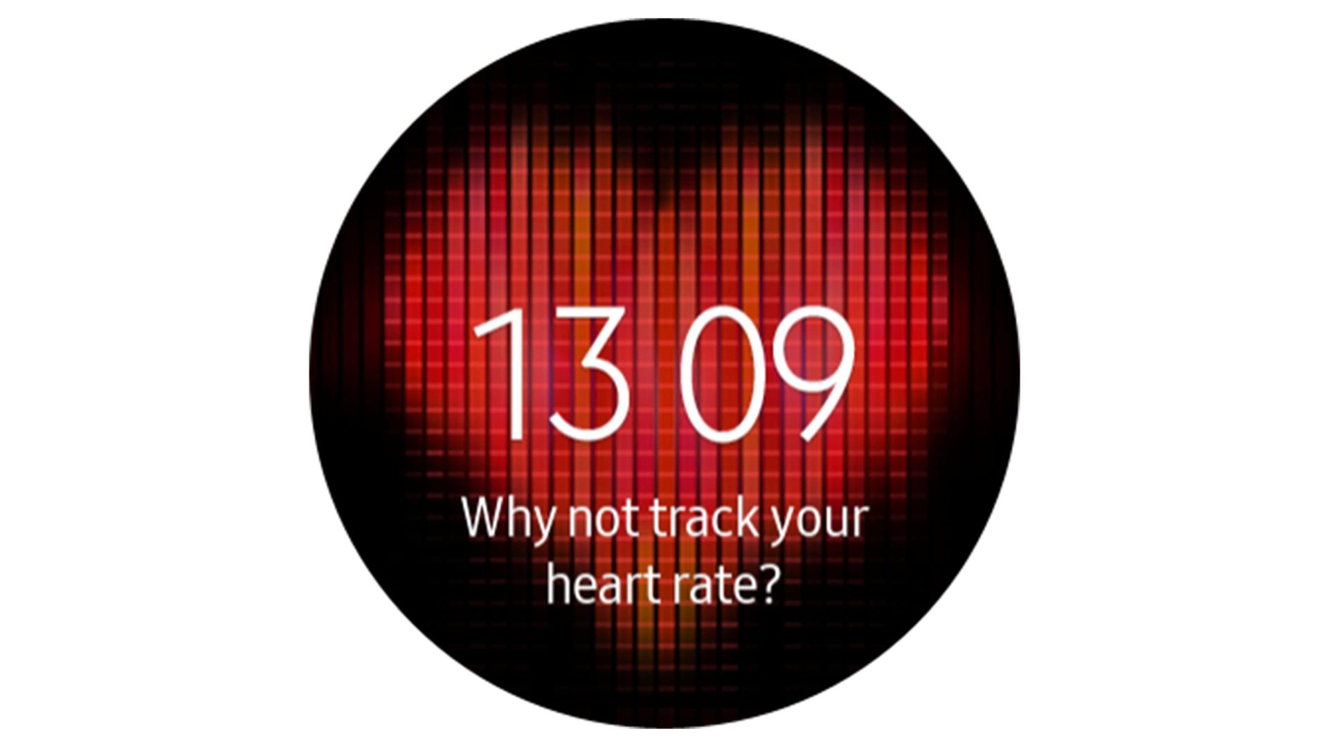 Une capture d'écran du cadran de la montre Tizen Pixel Heart.