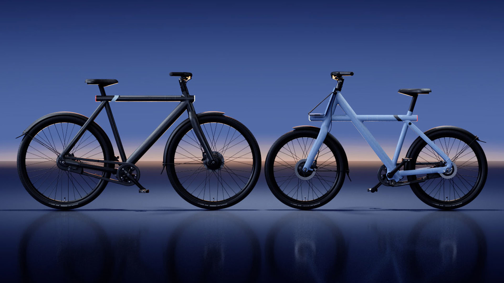 A pair of VanMoof e-bikes.