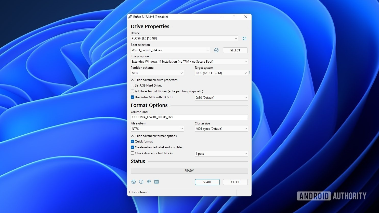 Настройки Rufus для неподдерживаемых устройств в Windows 11