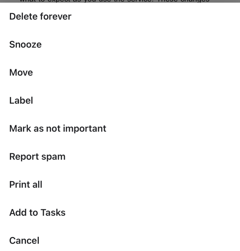 gmail app menu