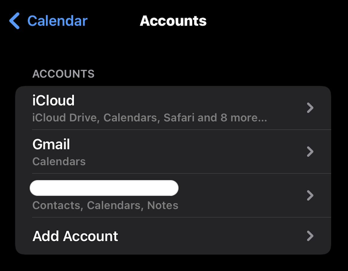 iphone calendar accounts