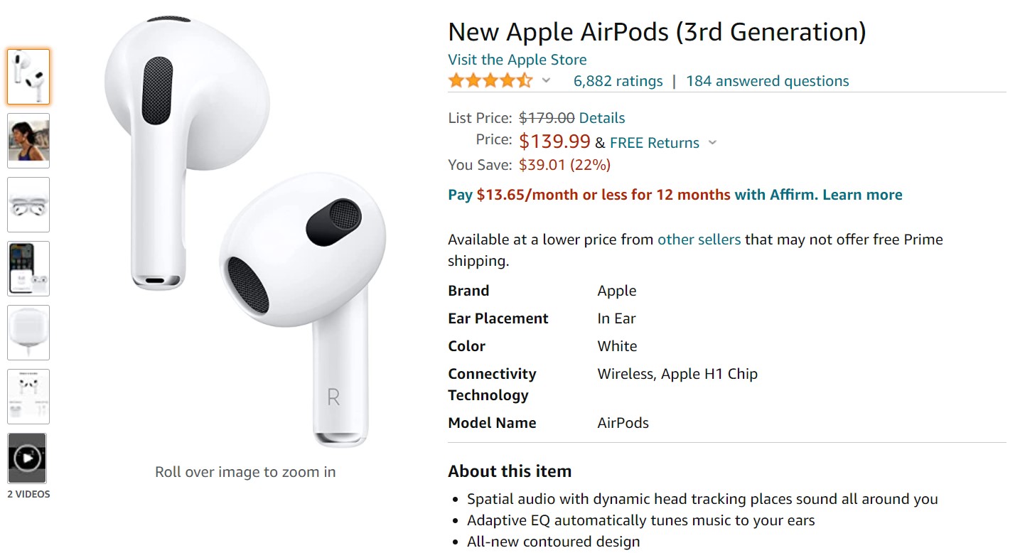 Apple AirPods 3 Amazon Deal