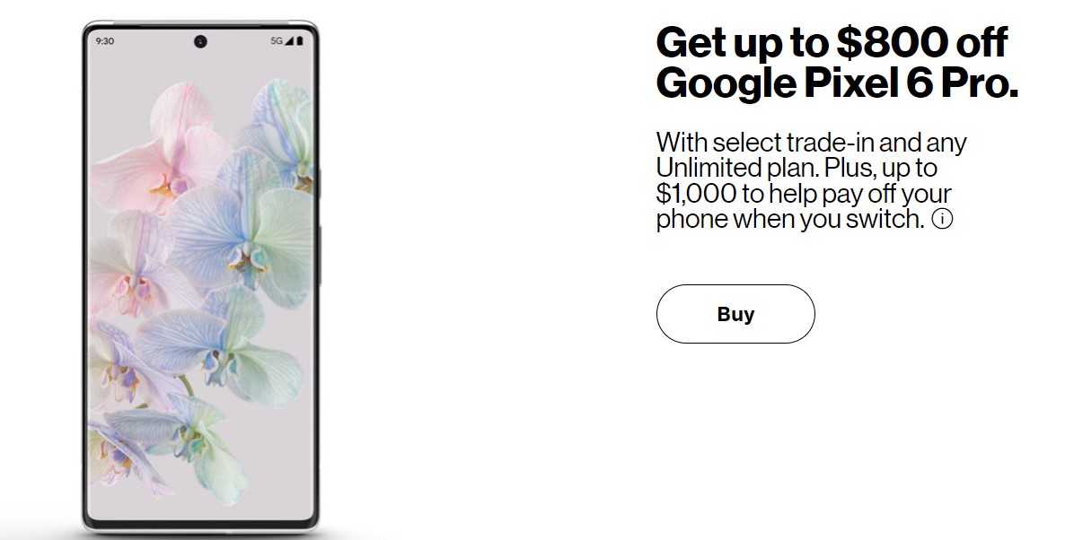 Google Pixel 6 Pro Verizon Deals