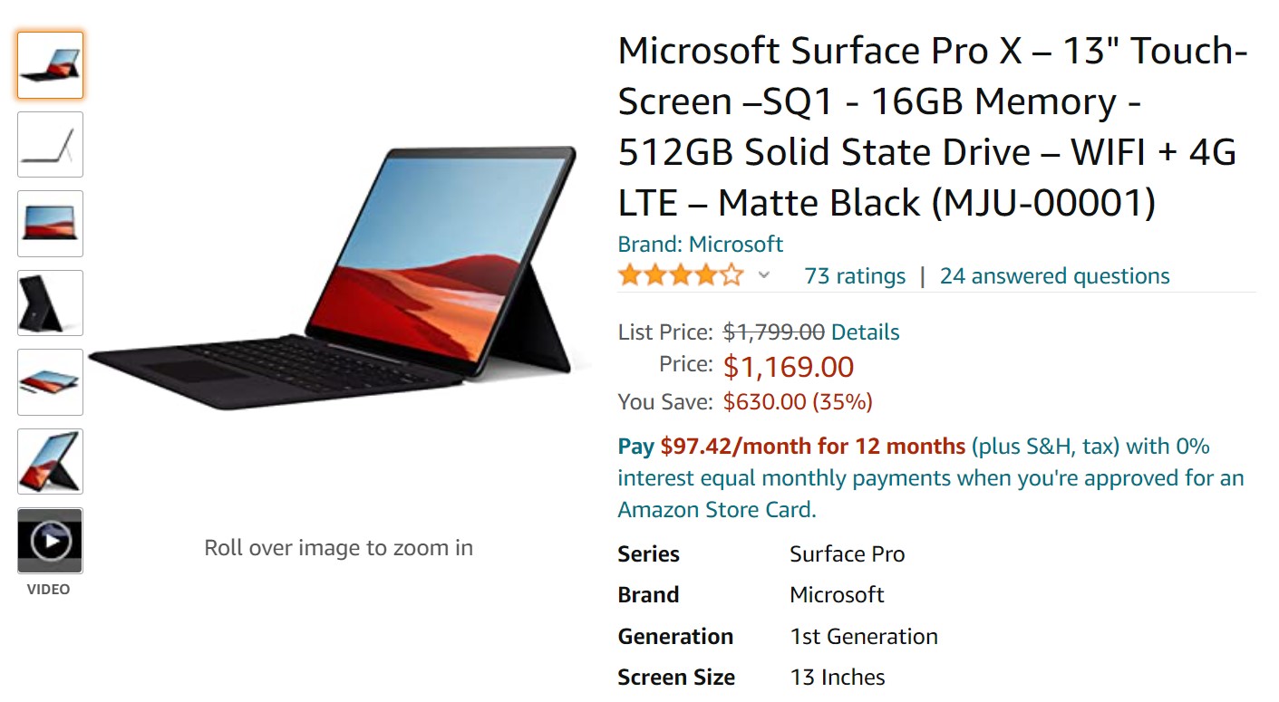 Microsoft Surface Pro X Amazon Deal 1