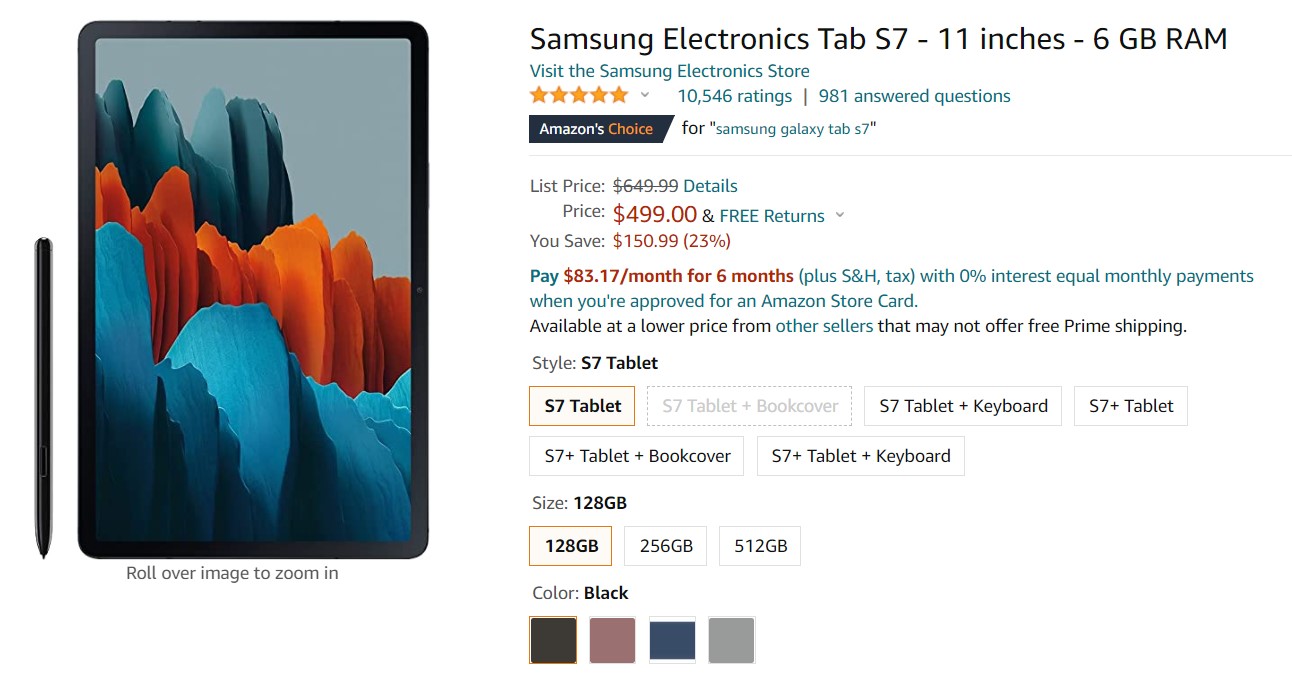 Samsung Galaxy Tab S7 Amazon Deal 1