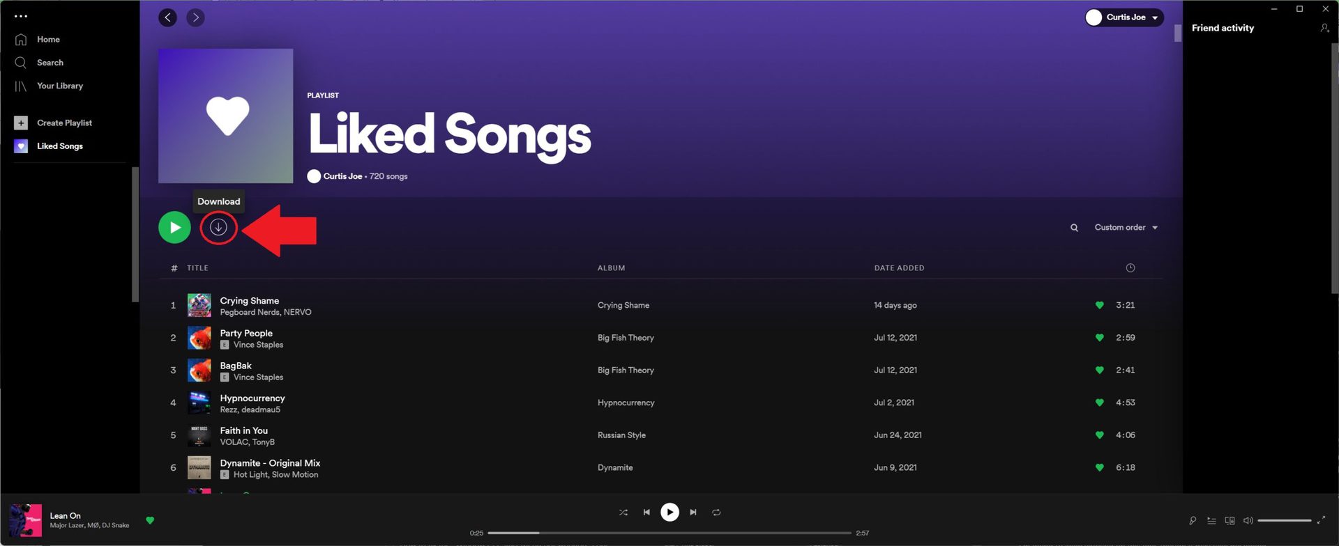Spotify download Liked Songs desktop 1