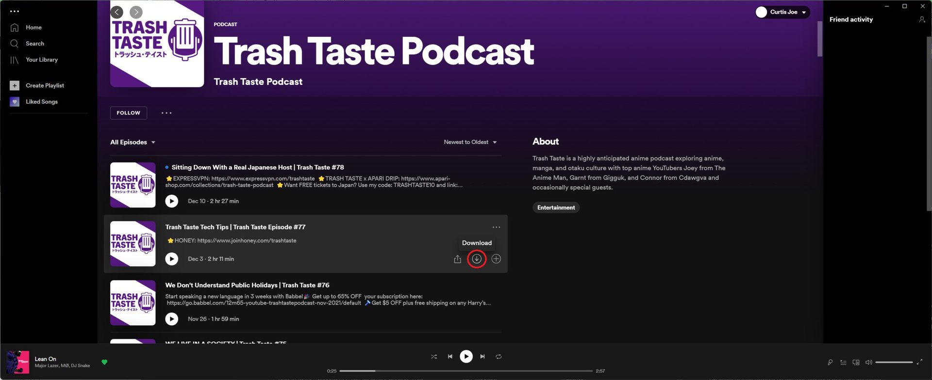 Spotify download podcast desktop 1