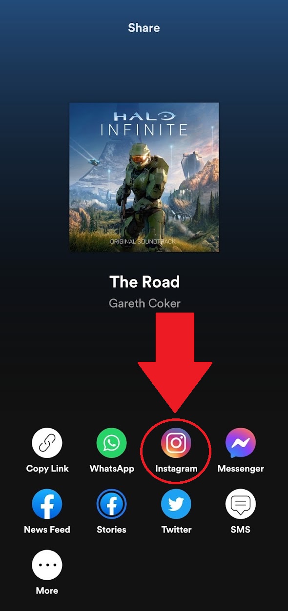 Spotify sharing to Instagram