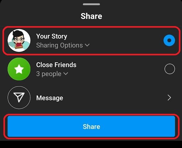 Spotify sharing to Instagram story