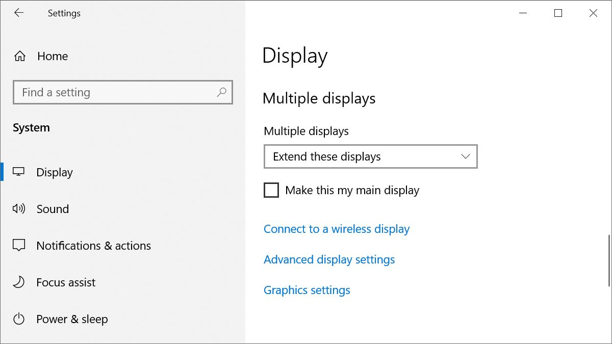 Windows 10 multi-monitor settings