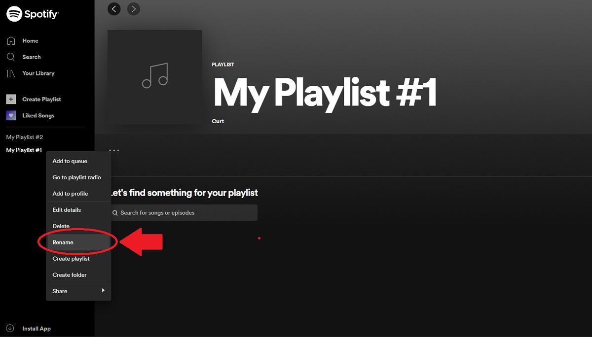 change spotify playlist name Desktop