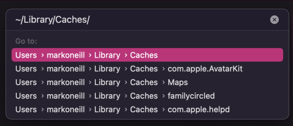 Cachés de biblioteca de macOS