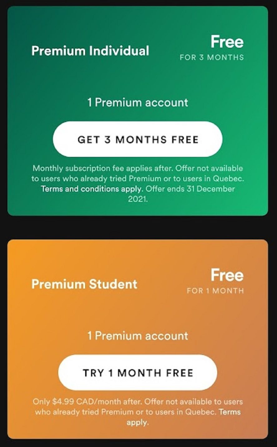 spotify premium mobile signup screenshot 2
