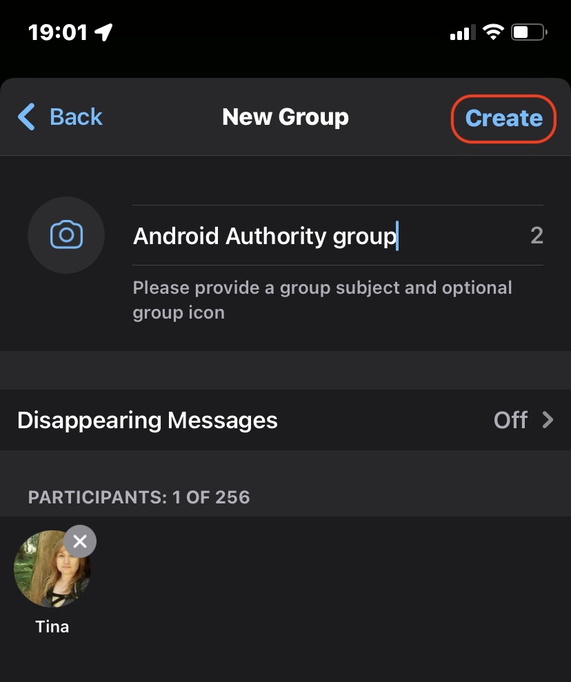 WhatsApp mobile créer un groupe