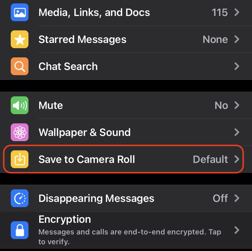 whatsapp mobile save to camera roll