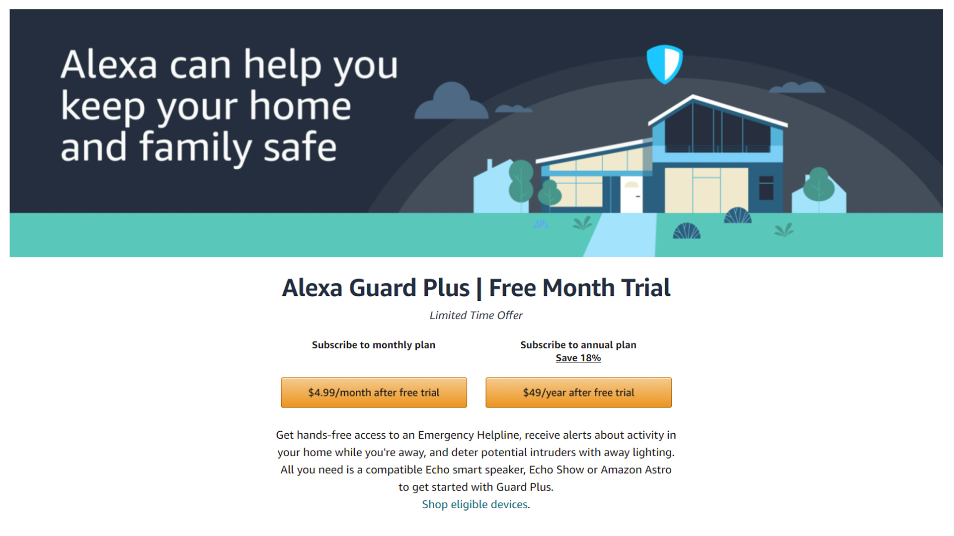 S'inscrire à Alexa Guard Plus sur le Web