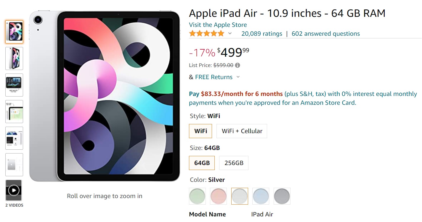 Offre Amazon Apple iPad Air 4e génération
