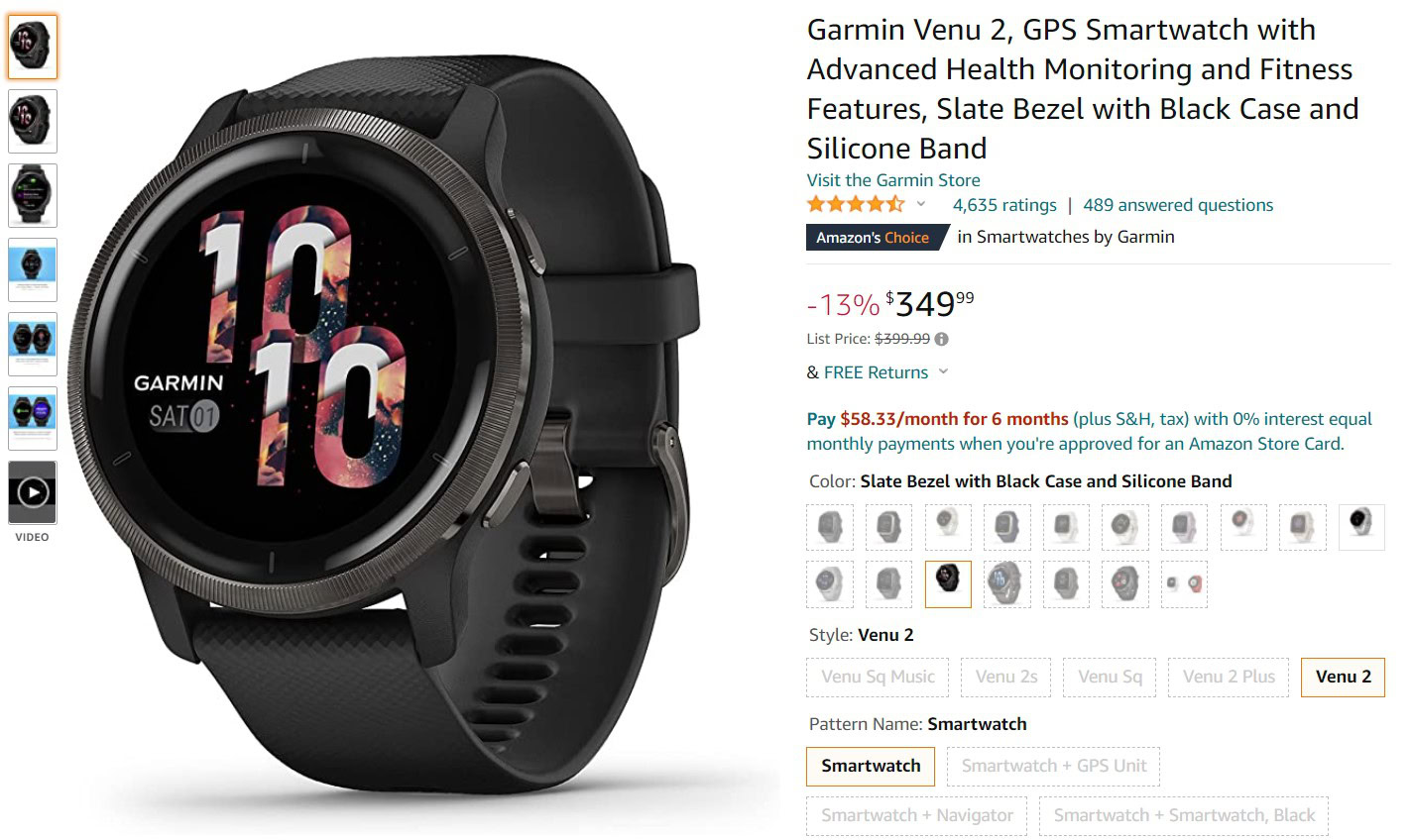 Garmin Venu 2 Smartwatch Amazon Deal