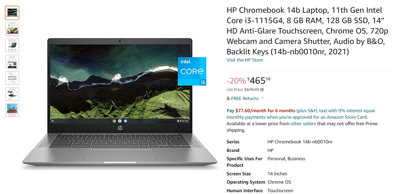 HP Chromebook 14b 2021 Amazon Deal