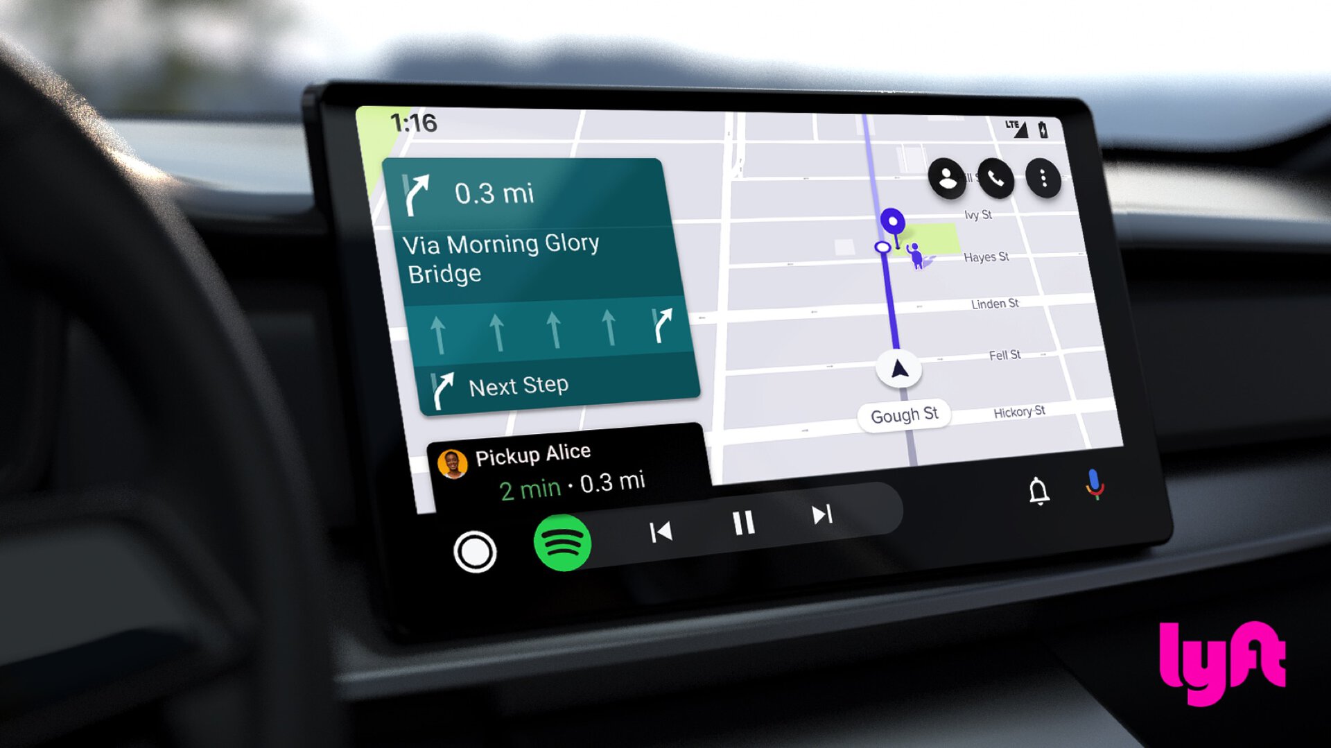 Aplicativo Lyft Driver no Android Auto