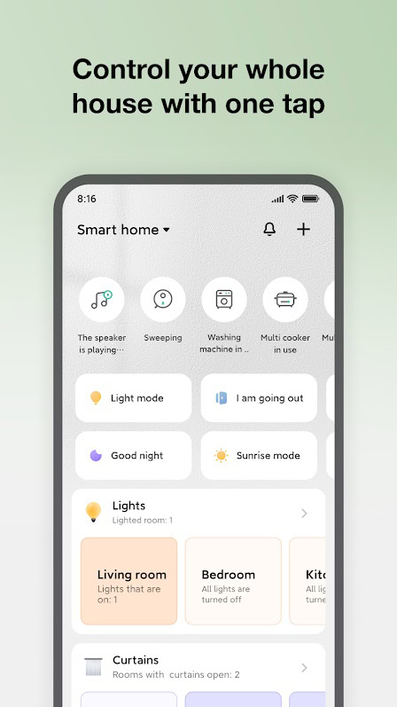 The Mi Home Android app on a phone