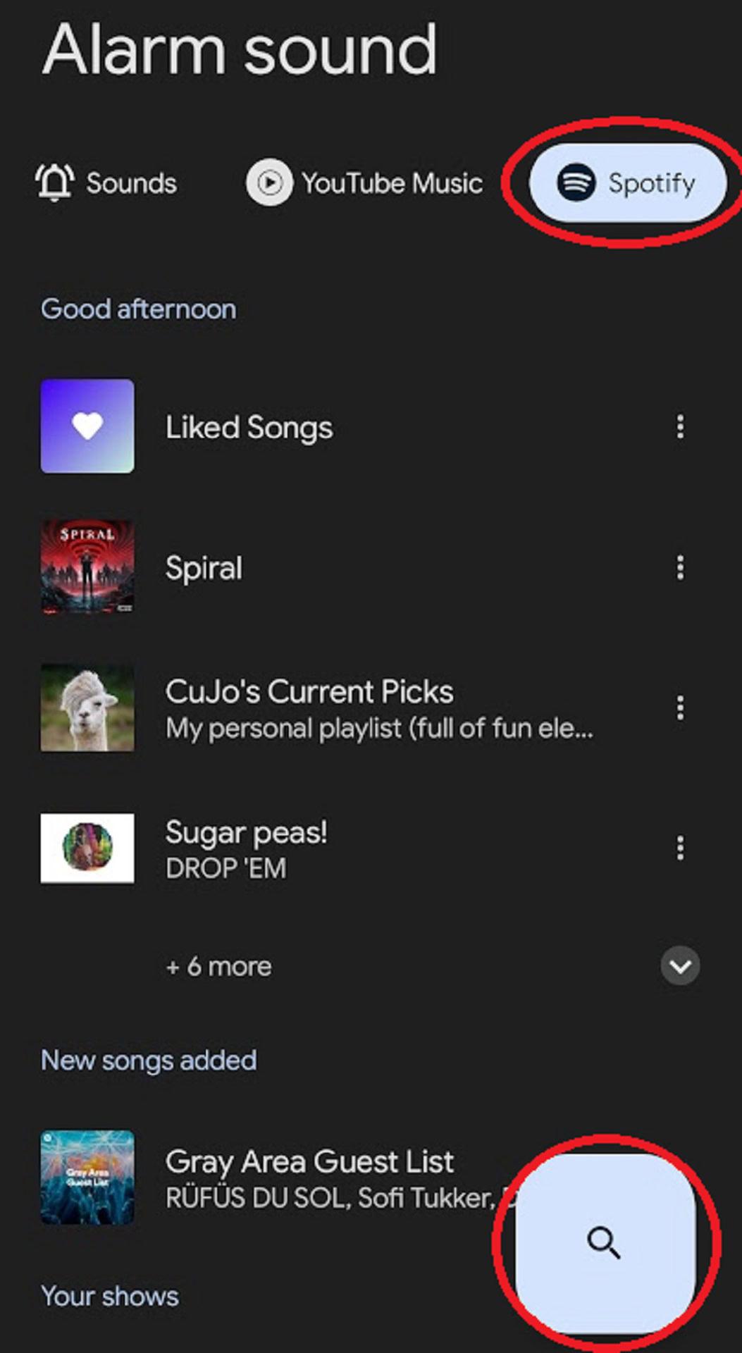 Configurar la alarma de Spotify para Android 2