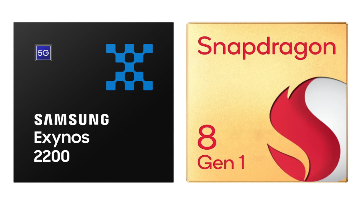 Logos Snapdragon 8 Gen 1 contre Exynos 2200