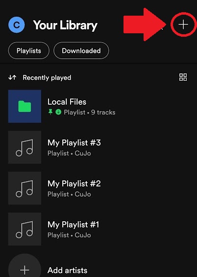 Spotify Create playlist Location