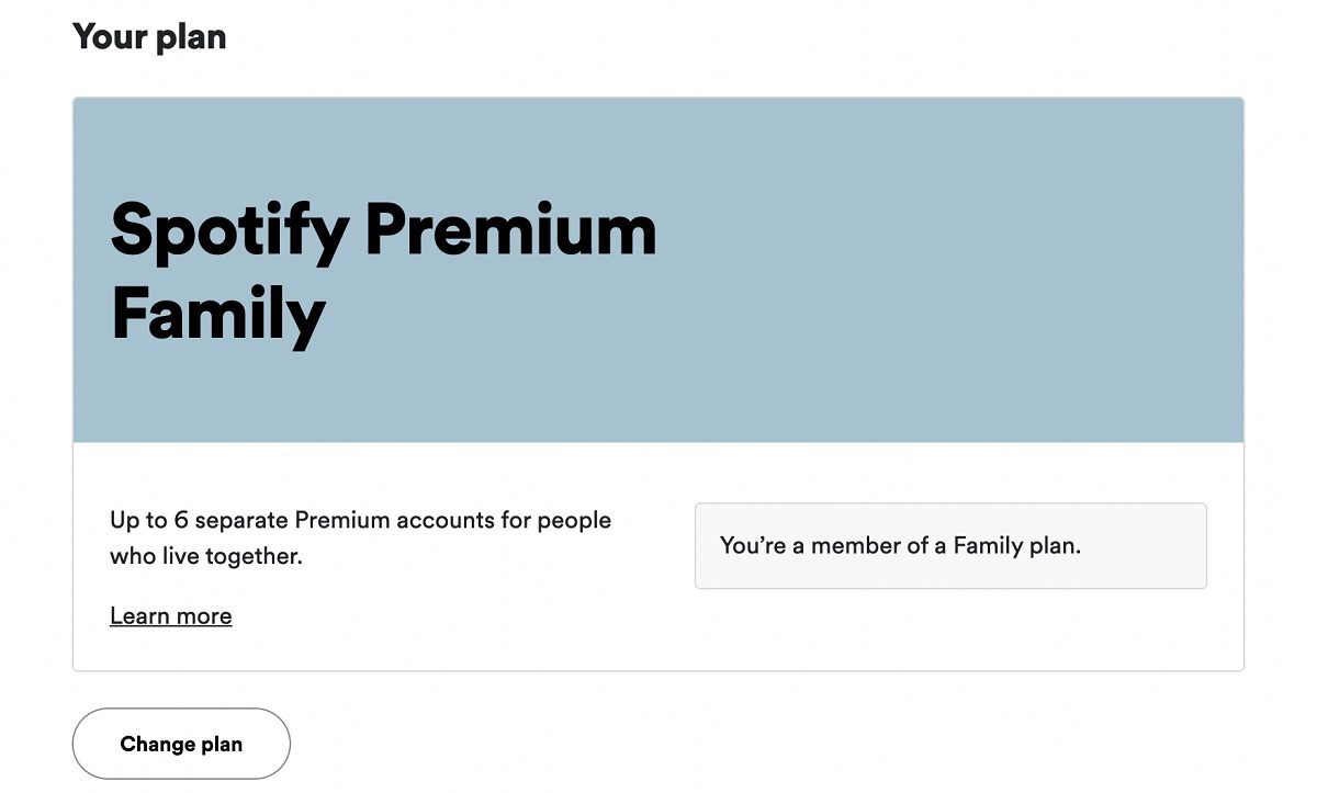 Spotify Premium Family is part of the plan