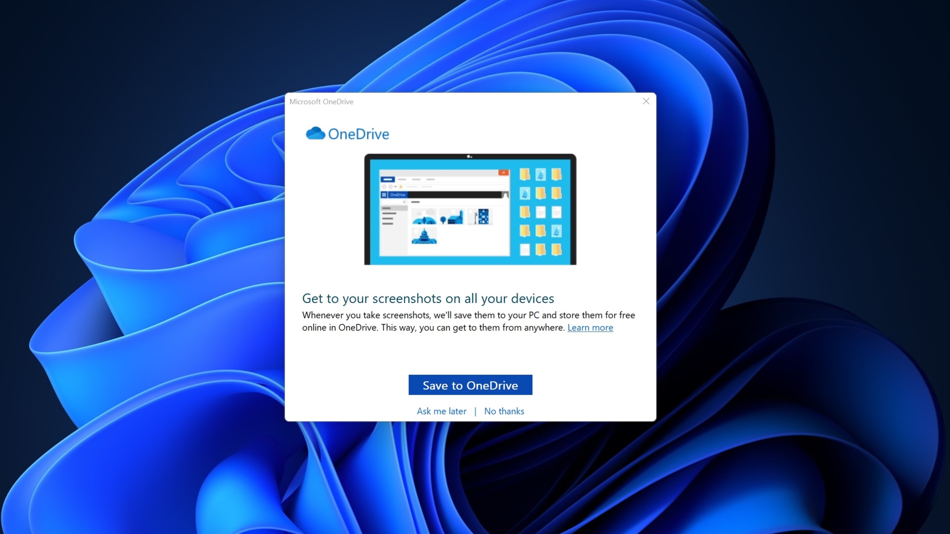 Capture d'écran de Windows 11 OneDrive