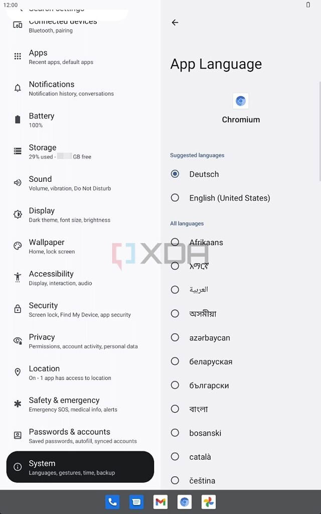 Application multilingue Android 13 Langue