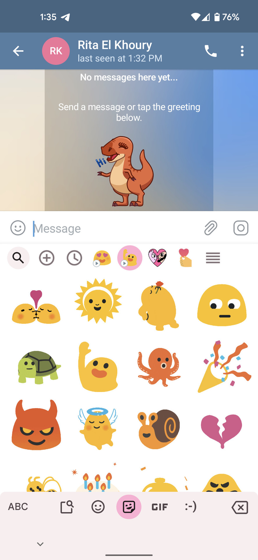 Gboard keyboard sticker pack showing one of the blob packs