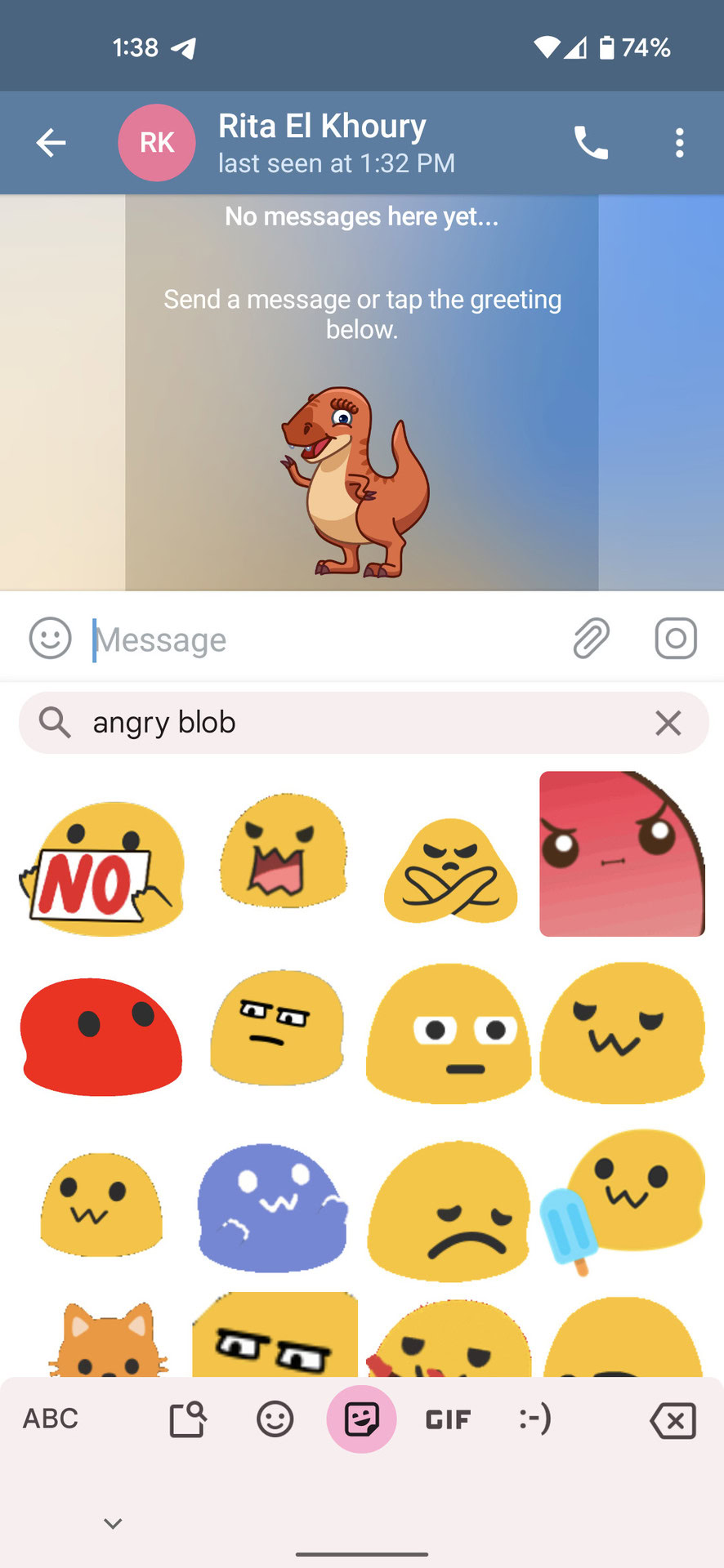 Gboard keyboard stickers showing angry blobs search results