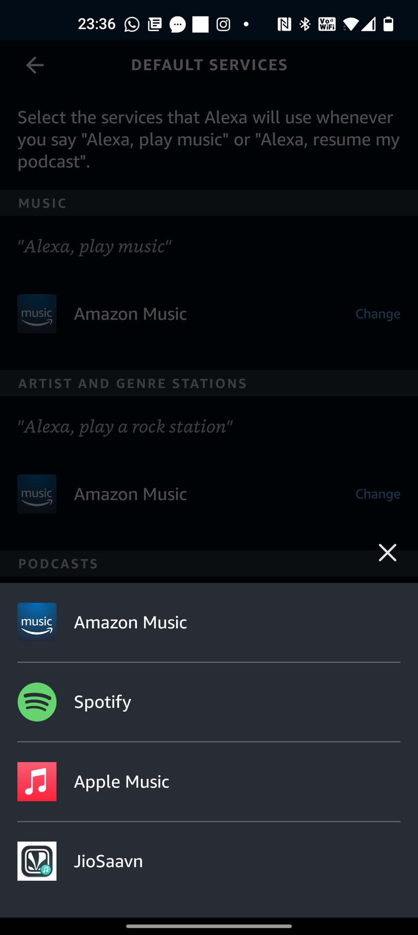 choose default music streaming service