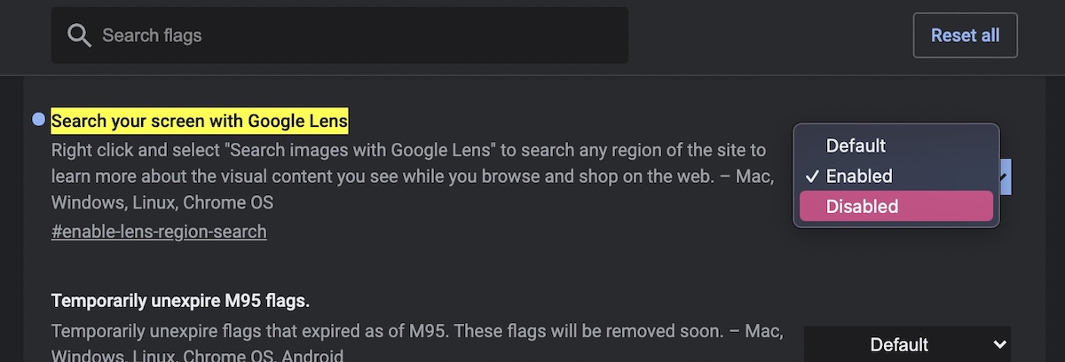 chrome flags google lens