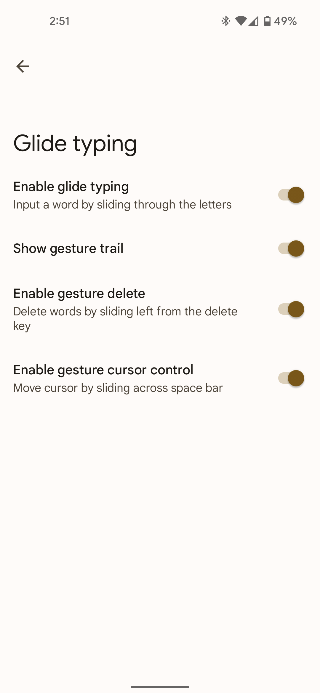 Gboard showing glide typing gesture suggestions