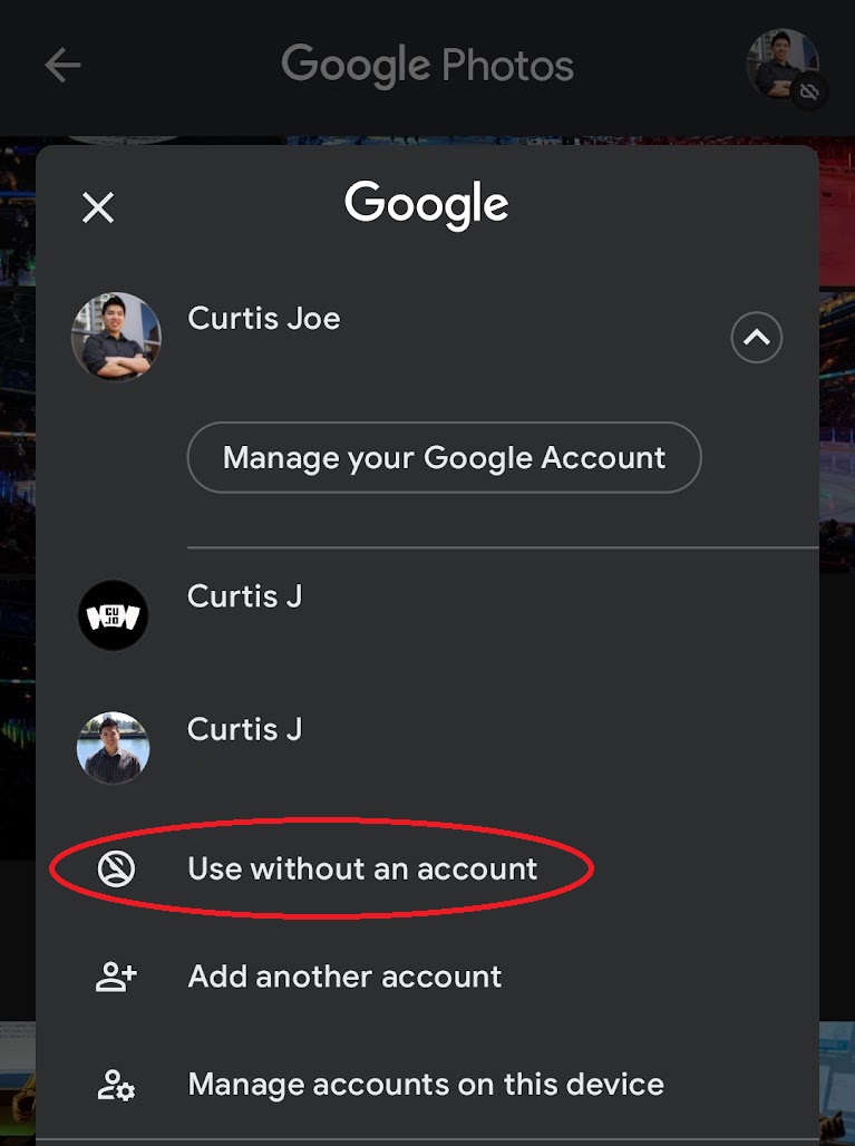 google photos use without an account