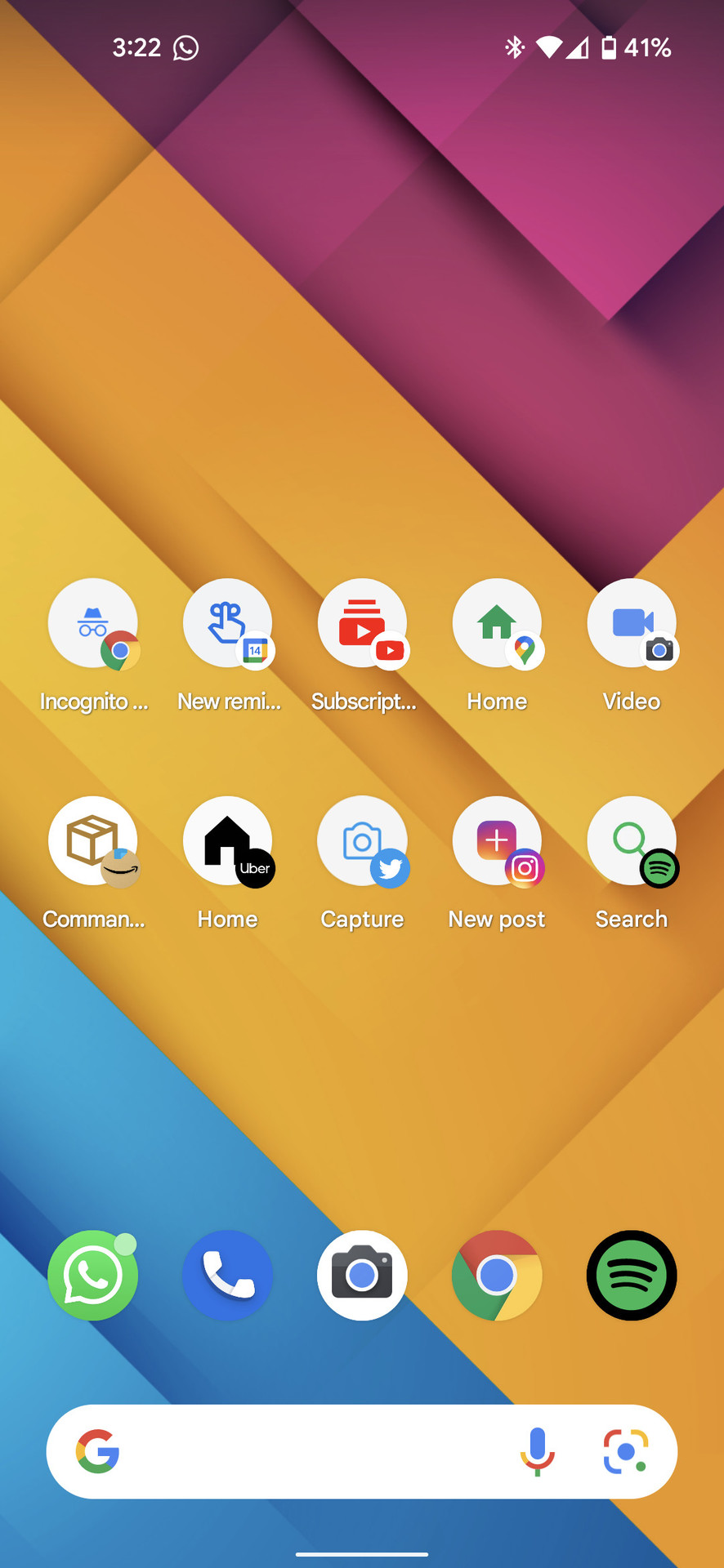 Many useful in-app shortcuts from many Google apps and other services