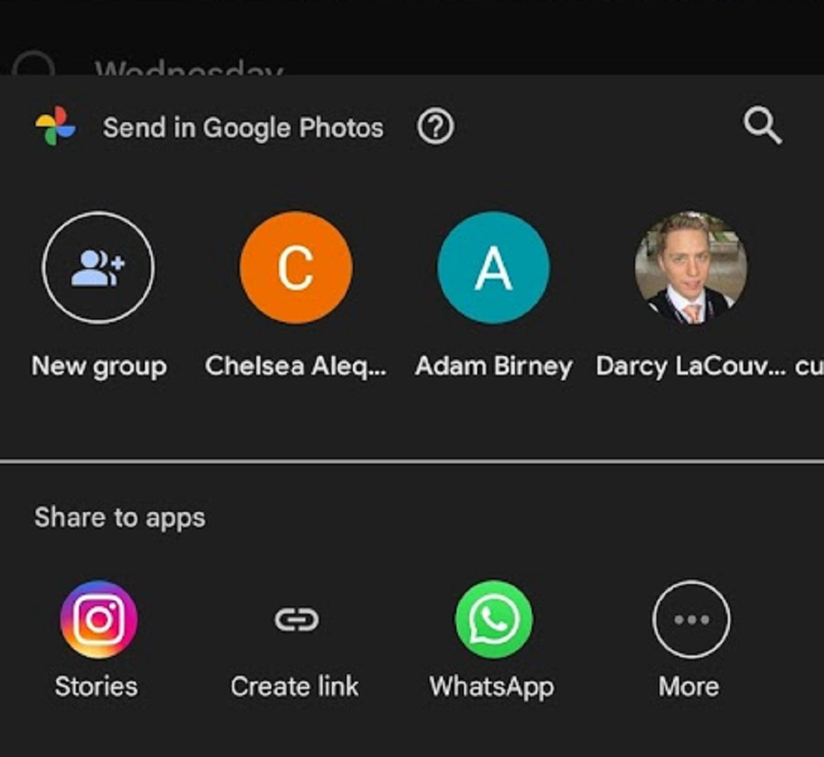 sharing google photos from phone screenshot sharing menu