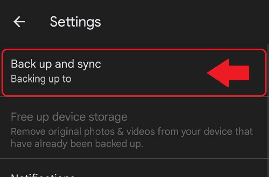 turning on back up and sync mobile screenshot 3