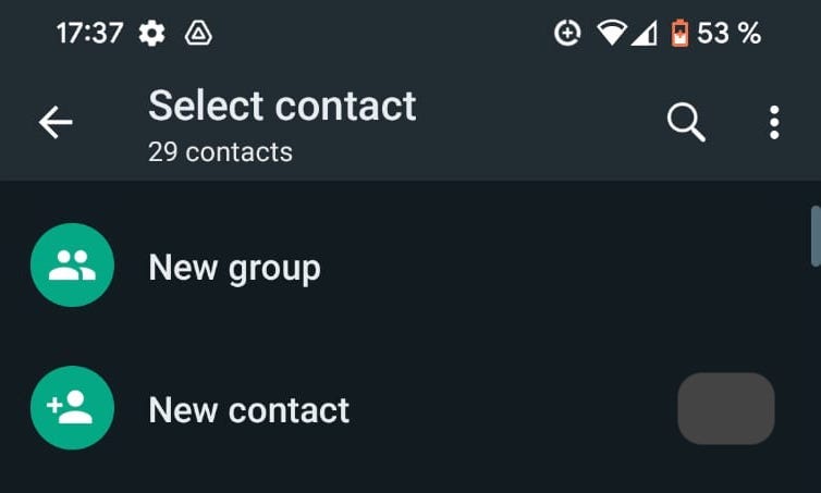 whatsapp android add new contact