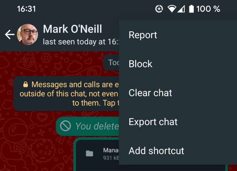 whatsapp android block contact