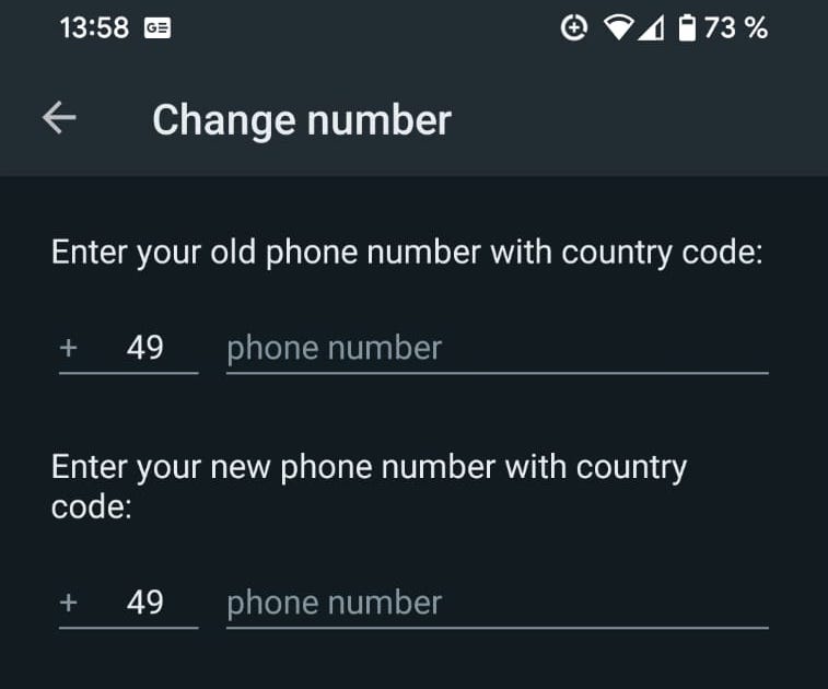 whatsapp android changer les numéros