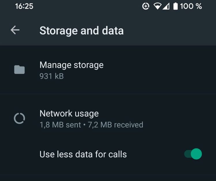 whatsapp android storage and data