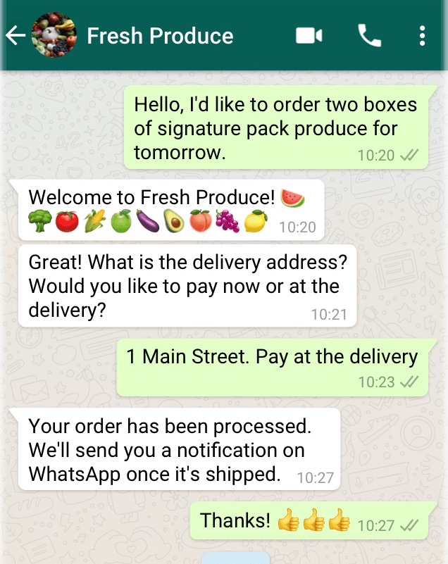chat d'affaires WhatsApp