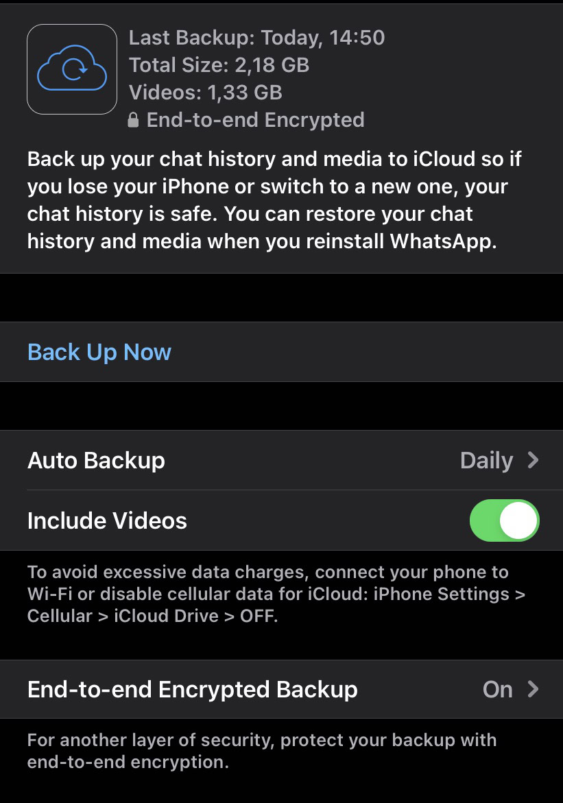 Copia de seguridad de WhatsApp iOS